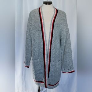 Women’s XL Cardigan Sweater Ribbed Cozy Fall Layering Grey Red Black